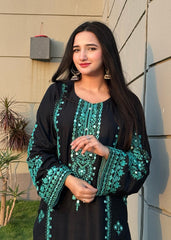 Embroidered 2pcs black dress