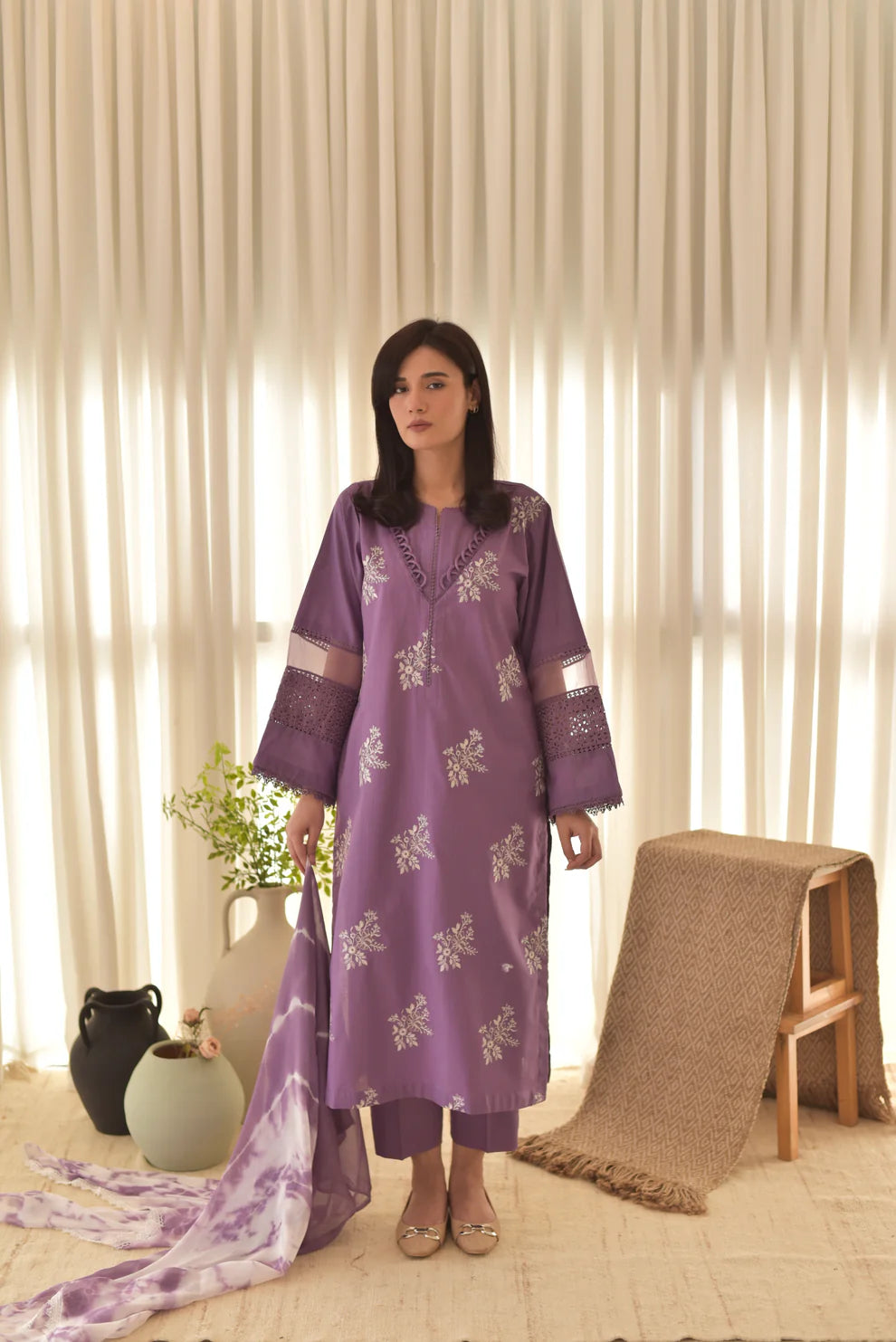 Embroidered 3pcs dress