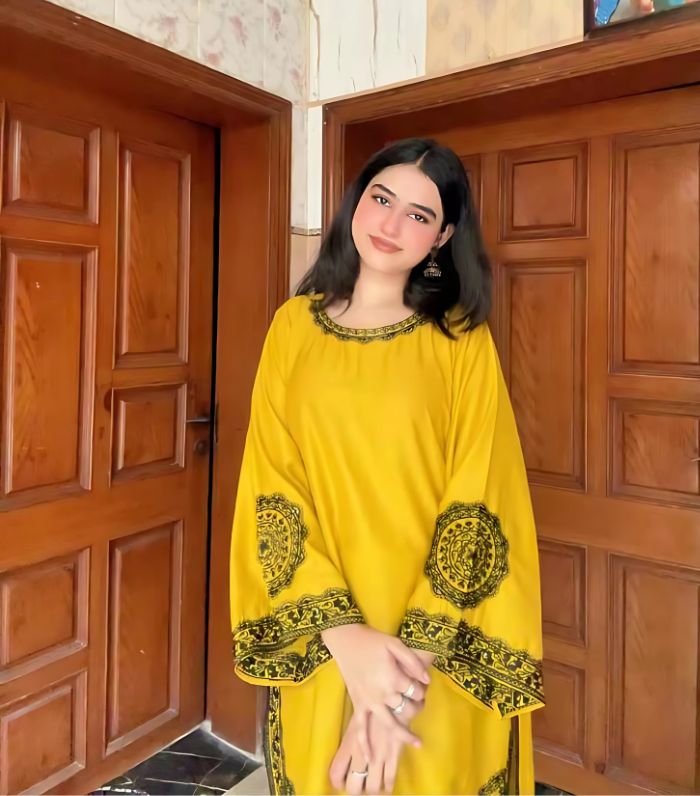 Embroidered 2pcs Mustard