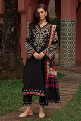 3-PC Stitched Printed Winter Grip Soft & Silk BLACK KING