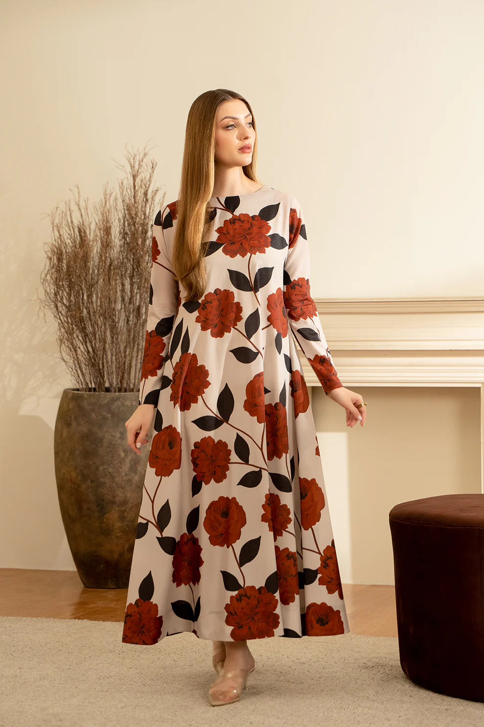 Hurmai Dress – Floral Elegance in Soft Crepe 2pcs