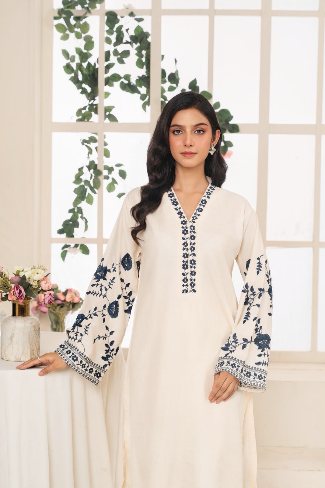 Embroidery 2pcs winter linen