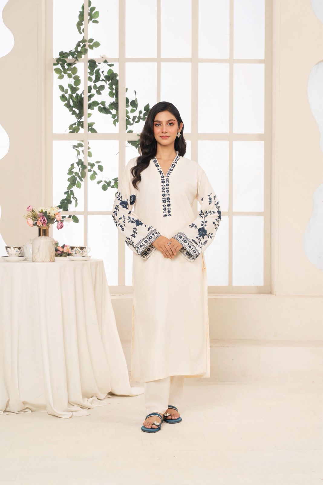 Embroidery 2pcs winter linen