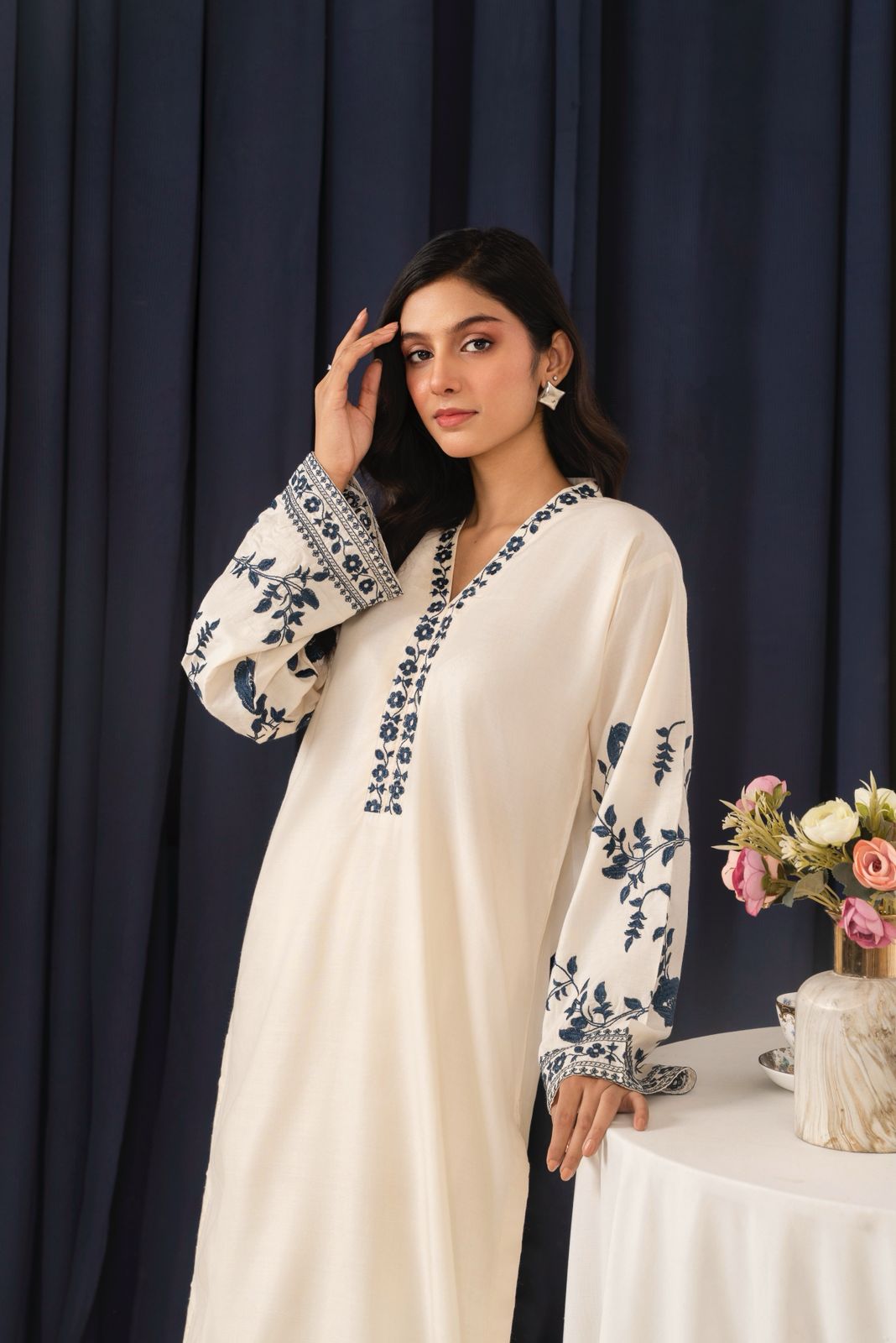 Embroidery 2pcs winter linen