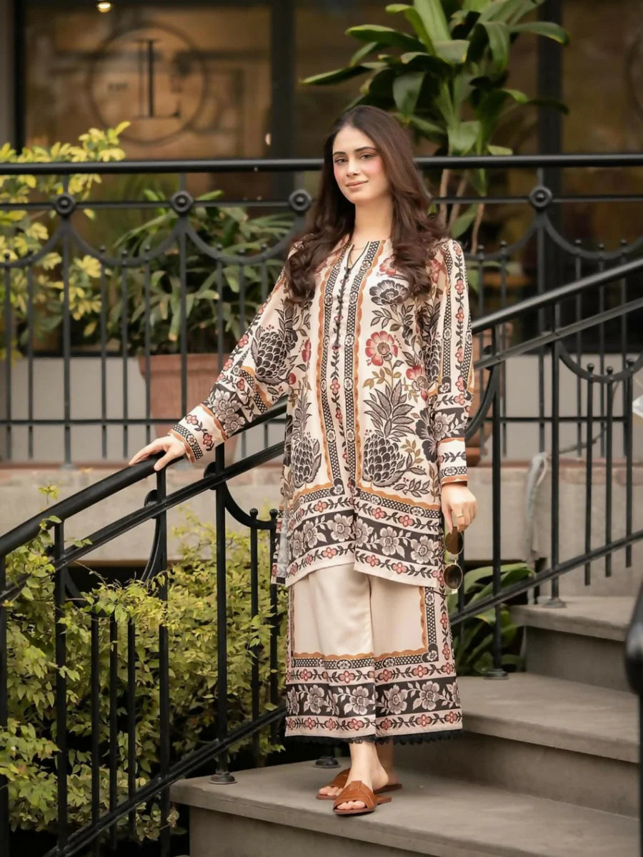 Tehzeeb Libas Poly Lawn Printed Co-ord Set-MINAAL 2pcs