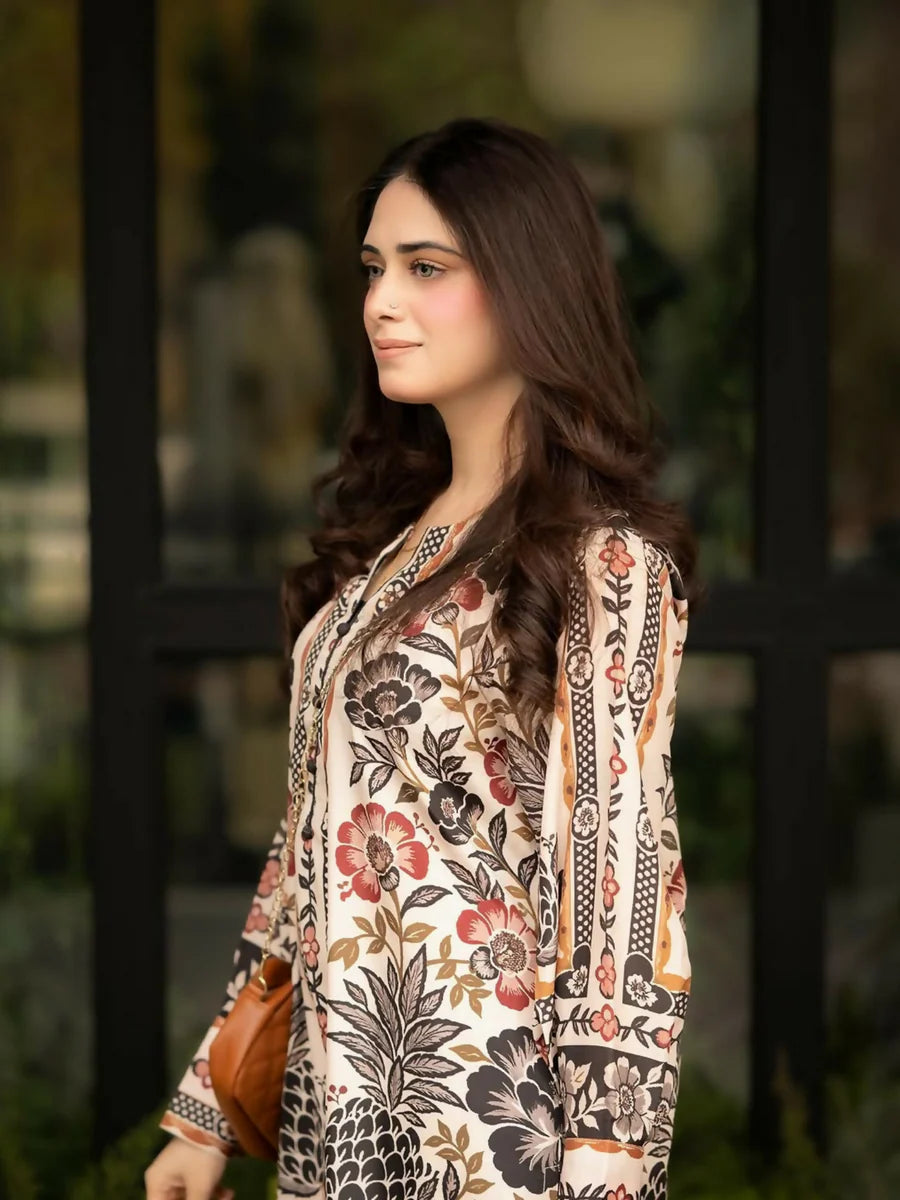 Tehzeeb Libas Poly Lawn Printed Co-ord Set-MINAAL 2pcs
