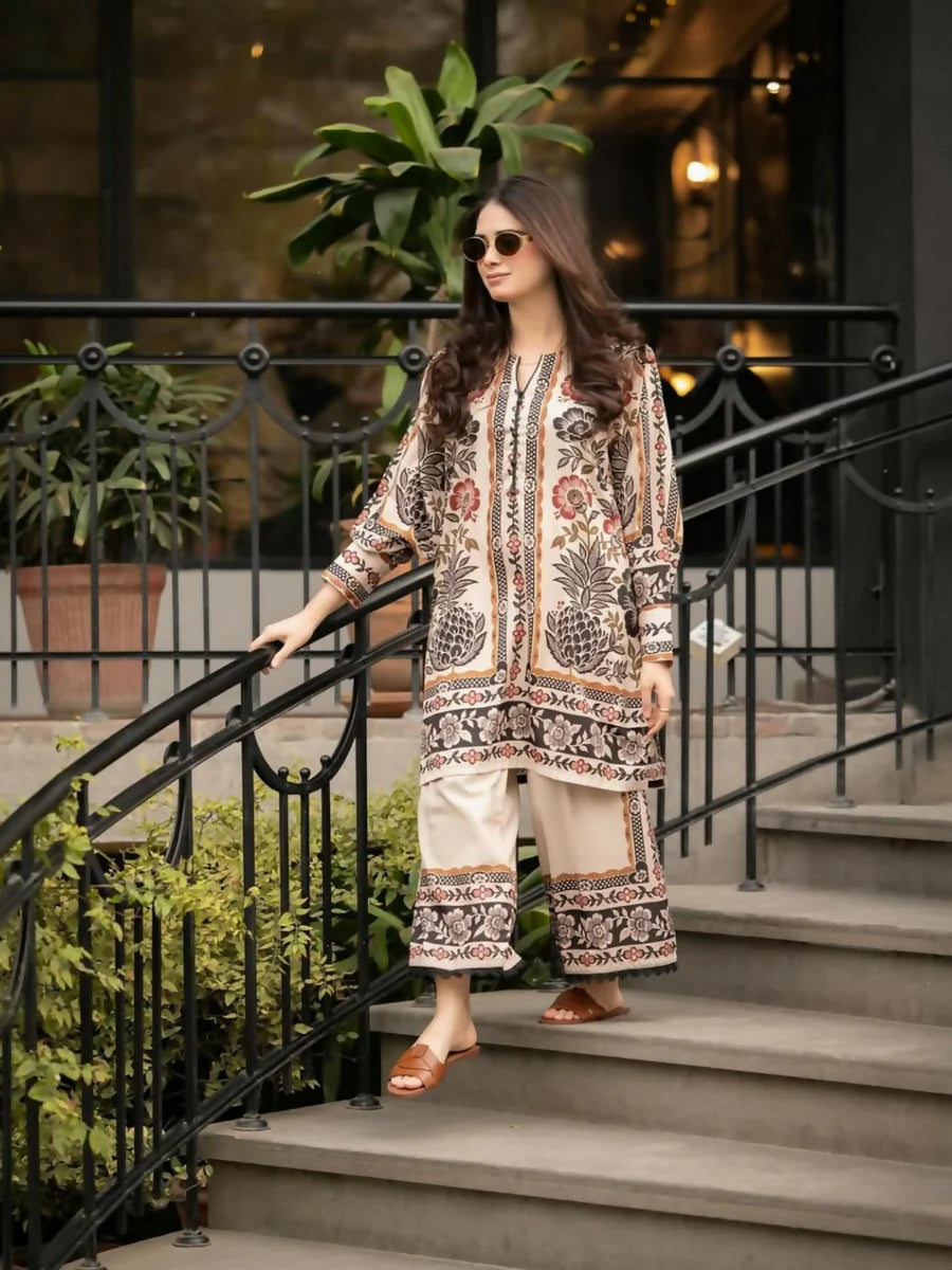 Tehzeeb Libas Poly Lawn Printed Co-ord Set-MINAAL 2pcs